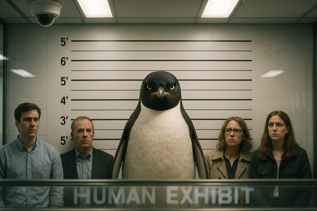 Breaking: Penguin Mugshot Reveals Humans Are the Real Zoo